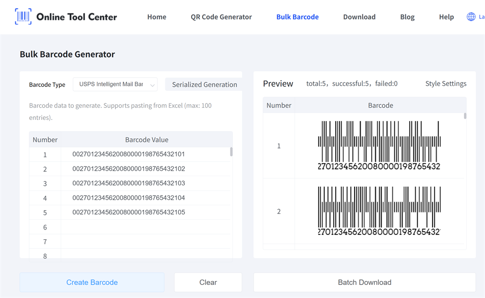 bulk impb barcode generator генератор штрих-кодов импб