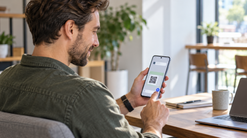 отправить QR-код через текст на Android