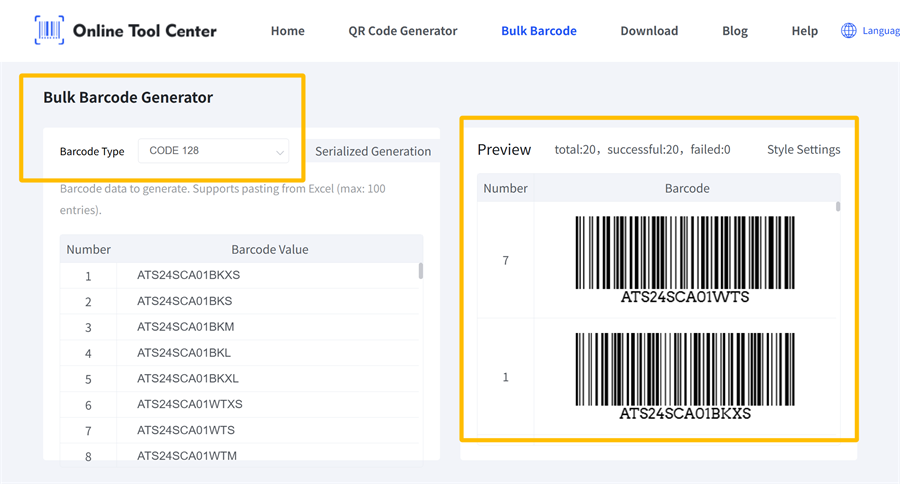 bulk barcode generator генератор штрих-кодов