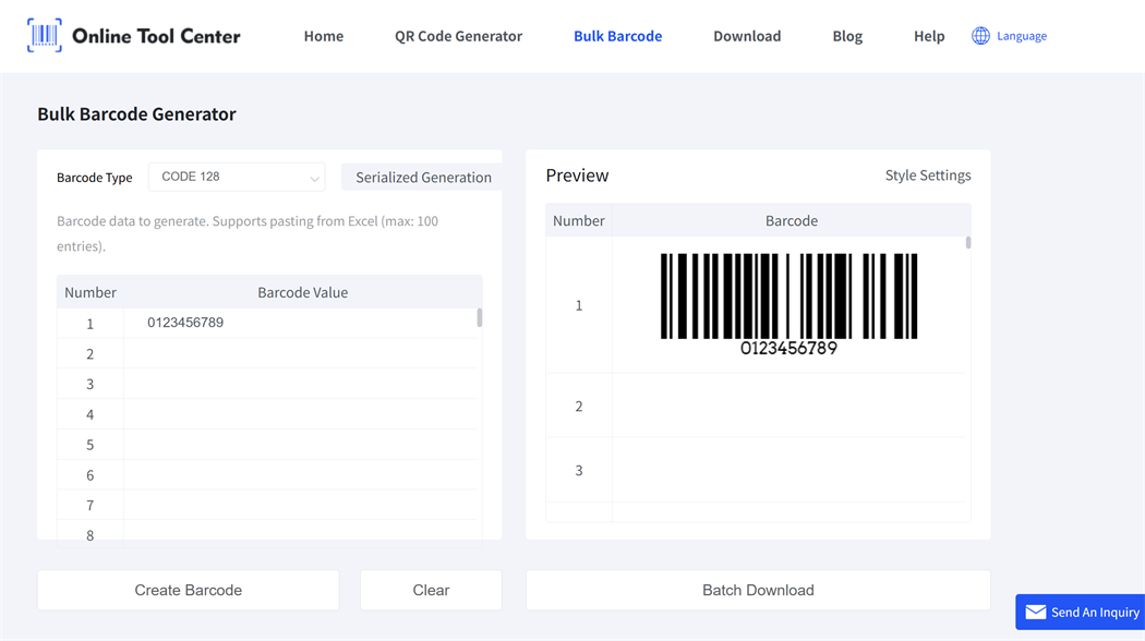 bulk barcode generator генератор штрих-кодов