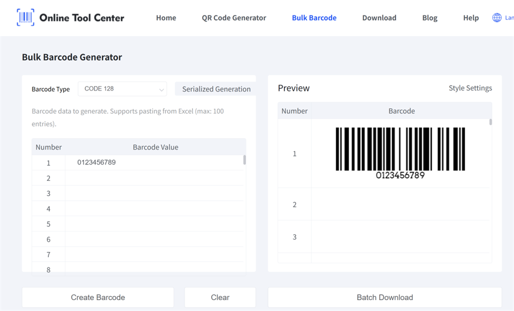 bulk barcode generator генератор штрих-кодов