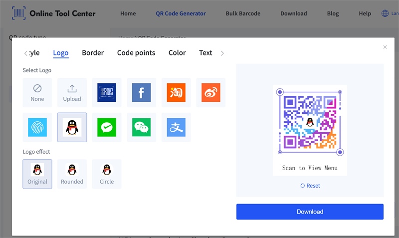 ERATE меню QR код