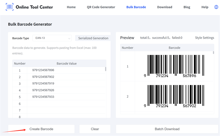 bulk generating EAN barcodes массовое генерирование штрих-кодов EAN