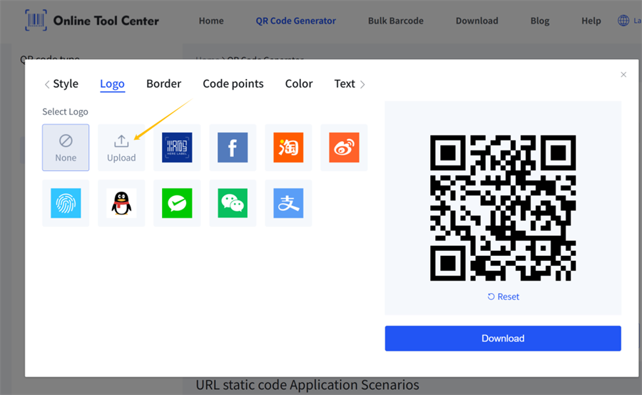 загрузить логотип в генератор QR-кода